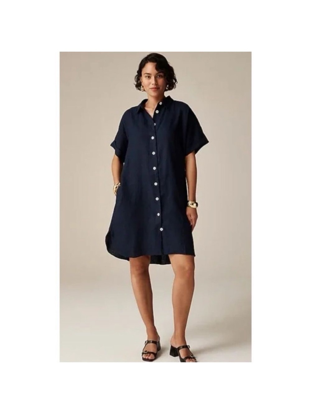J. Crew Relaxed Fit Short Sleeve Linen Shirt Dress